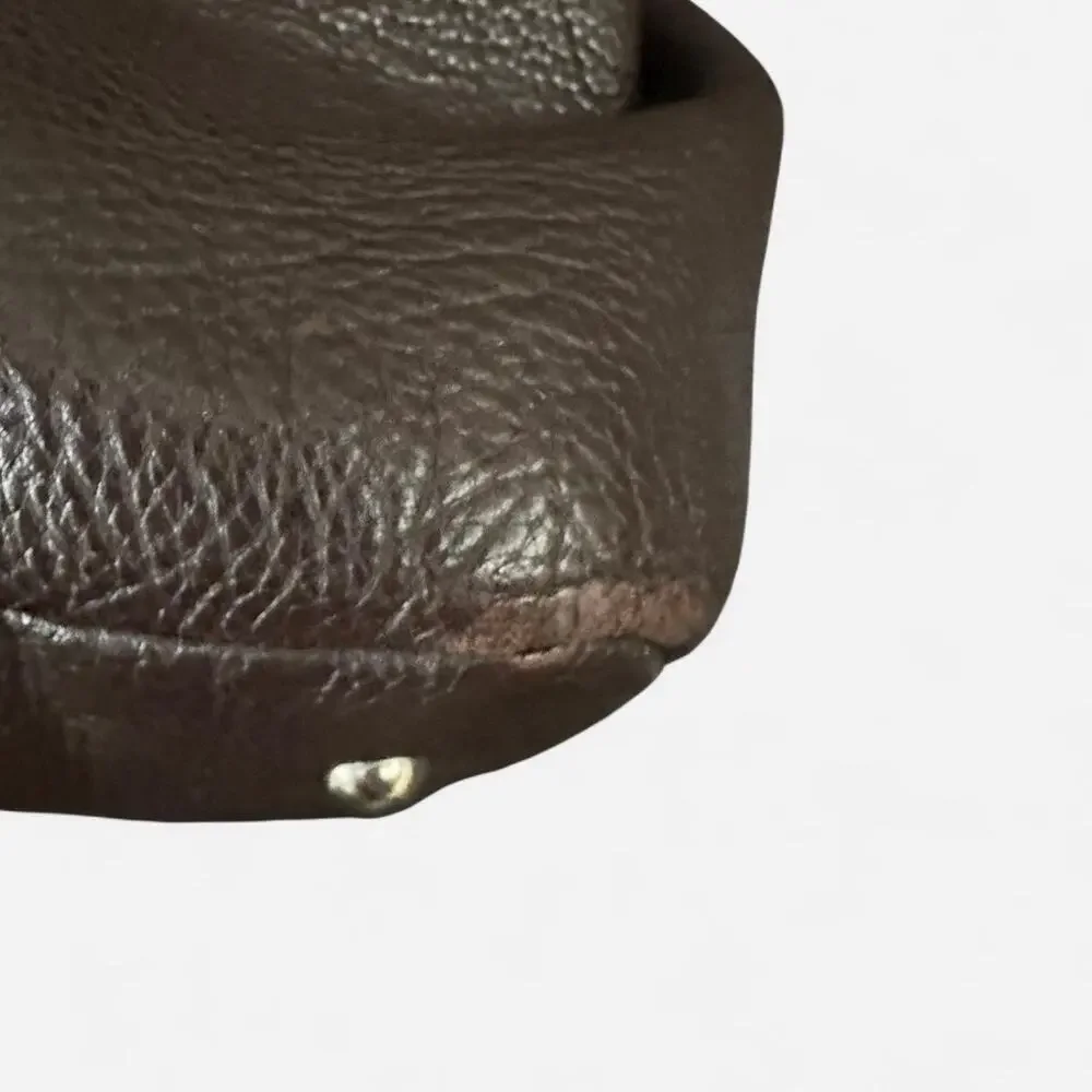 Vintage 90s Chocolate Brown Leather Satchel Quiet Luxury Small Bag